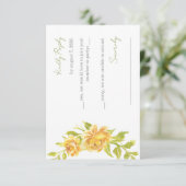 華やかな黄色の花の結婚式返信カード 出欠カード (スタンド正面)