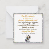 華やかな黒人女性がシャンパンを開ける ノートカード (裏面)