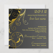 華やかな黒字卒業発表 招待状 (正面)