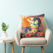 華やかな龍と鳳凰の花アート クッション (椅子)