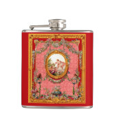 華やかな18世紀バロック様式のプリントハッピーファミリー フラスク (正面)