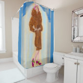 華やかな1920年代の毛皮のコートを着た女性 シャワーカーテン (インサイチュ)