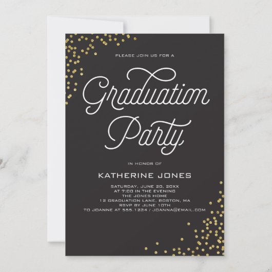 華やかな4枚写真のコラージュ卒業 招待状 (裏面)