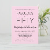 華やかな50歳の誕生日パーティー バラピンクの「Fifty and Fabulous」 招待状 (スタンド正面)
