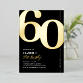 華やかな60歳の誕生日パーティーの箔押し招待状 箔招待状 (立ち正面)