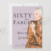 華やかな60歳の誕生日パーティー Sixty and Fabulous Photo 招待状 (正面)