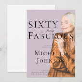 華やかな60歳の誕生日パーティー Sixty and Fabulous Photo 招待状 (正面/裏面)