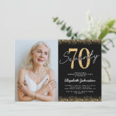 華やかな70歳の誕生日フォト招待状 招待状 (スタンド正面)