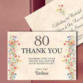 華やかな80歳の誕生日　洗練された感謝 サンキューカード
