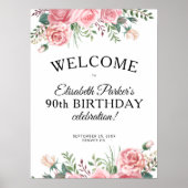 華やかな90歳の誕生日パーティーウェルカム ポスター (正面)