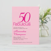 華やかに五十歳を迎えて ブラッシュピンクの50歳の誕生日パーティー 招待状 (スタンド正面)