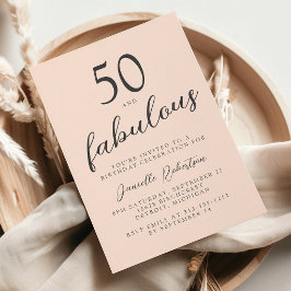 華やかに五十歳を迎えて ブルッシュピンクの50歳の誕生日パーティー 招待状
