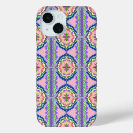 華やかに咲く万華鏡: ピンクとエメラルドの曼荼羅 Case-Mate iPhoneケース (裏面)