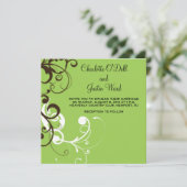 華やかに緑色結婚の 招待状 (スタンド正面)