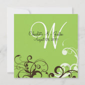 華やかに緑色結婚の 招待状 (裏面)