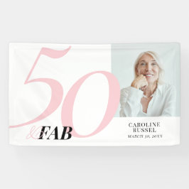 華やかピンクの50歳の誕生日お祝い 横断幕