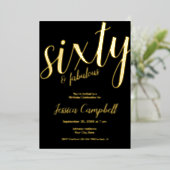 華やかピンクの60歳の誕生日おめでとう 箔招待状 (立ち正面)