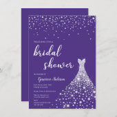 華やか王室のな紫のブライダルシャワー招待 招待状 (正面/裏面)
