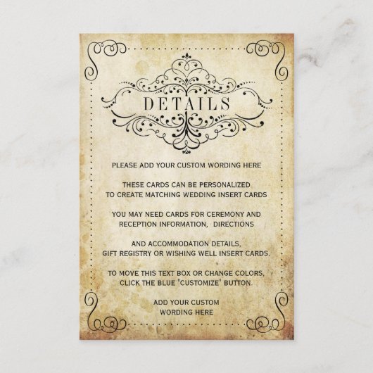 華やか華美なヴィンテージウェディングコレクション エンクロージャーカード (正面)