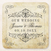 華やか華美なヴィンテージウェディングコレクション スクエアペーパーコースター (正面)