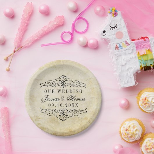 華やか華美なヴィンテージウェディングコレクション ペーパープレート (パーティー)