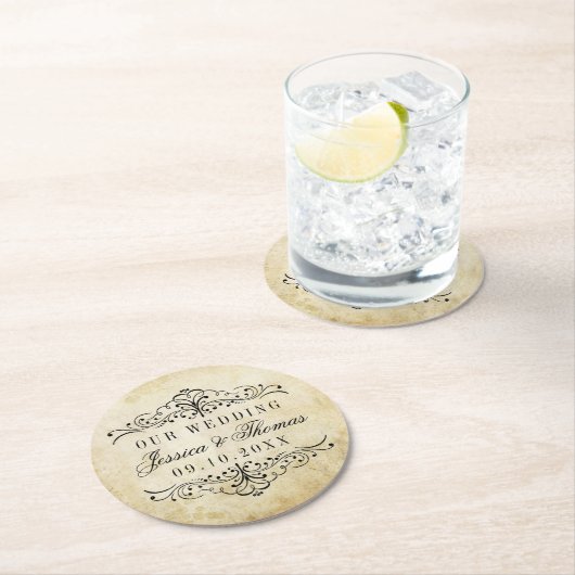 華やか華美なヴィンテージウェディングコレクション ラウンドペーパーコースター (インサイチュ)