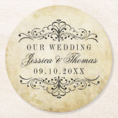 華やか華美なヴィンテージウェディングコレクション ラウンドペーパーコースター (正面)