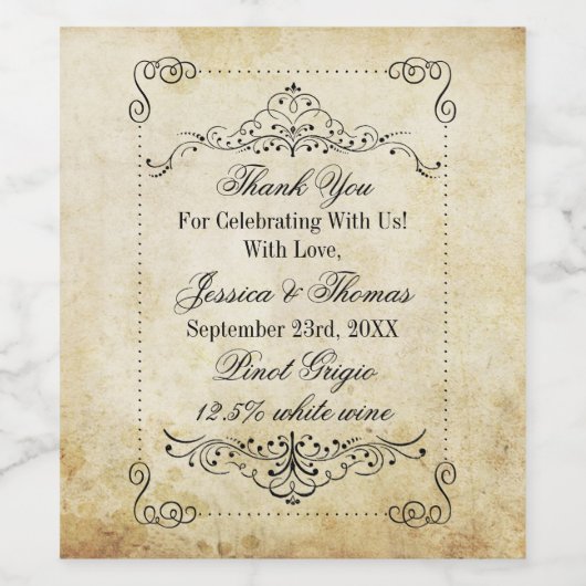 華やか華美なヴィンテージウェディングコレクション ワインラベル (シングルラベル)