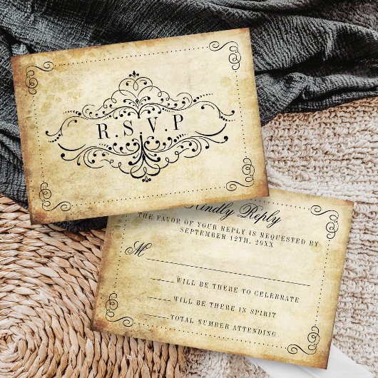 華やか華美なヴィンテージウェディングコレクション 出欠カード