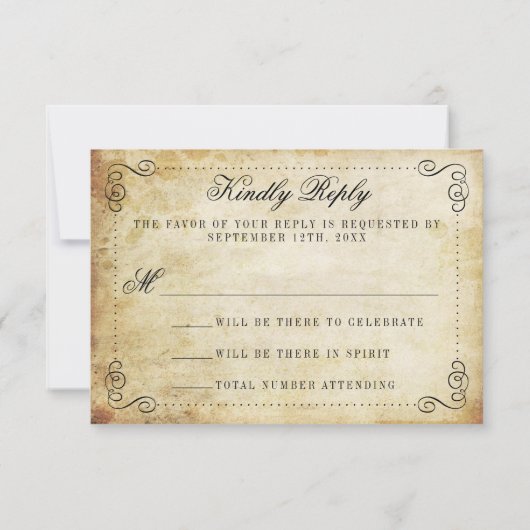 華やか華美なヴィンテージウェディングコレクション 出欠カード (裏面)