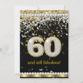 華やか60歳のお祝いに ゴールド シルバー ストリーマー 60歳の誕生日会 招待状 (正面)