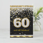 華やか60歳のお祝いに ゴールド シルバー ストリーマー 60歳の誕生日会 招待状 (スタンド正面)