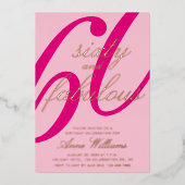 華やか60歳の誕生日パーティー Sixty and Fabulous 箔招待状 (正面)