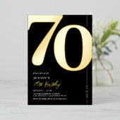 華やか70歳の誕生日パーティーフォイル 箔招待状 (立ち正面)