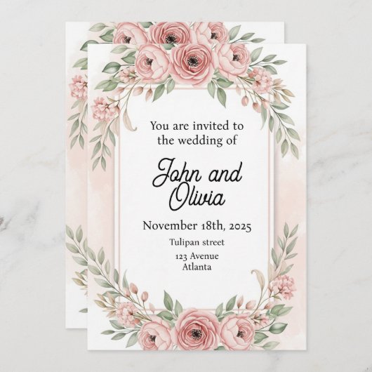 華やか 招待状 (正面/裏面)