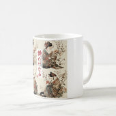 "華やぎ満開" 和風の着物猫アート コーヒーマグカップ (正面右)