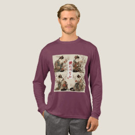 「華やぎ満開」日本の着物姿の猫アート トライブレンドＴシャツ