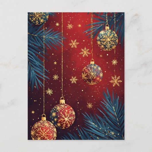 🎄 華やぐオーナメントの輝き ❄️ クリスマス ポストカード (正面)