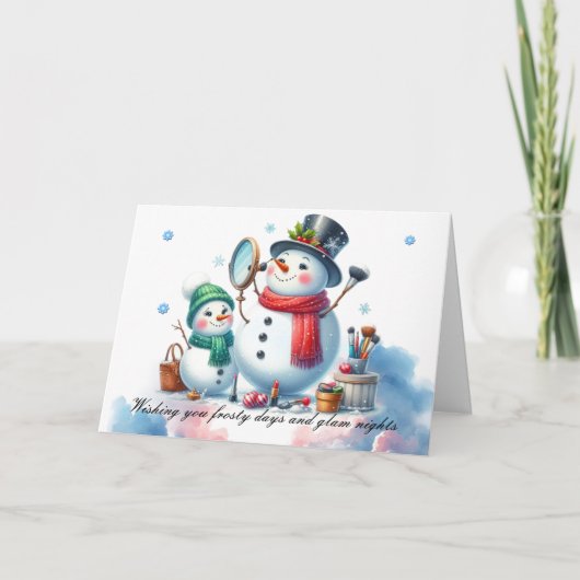 華やぐ雪だるまのホリデースタイル シーズンカード (正面)