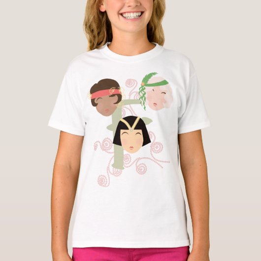 華やぐ1920年代のフラッパーガール Tシャツ (正面)