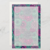 華やスタイリッシュかな花の明るい模様 便箋 (正面/裏面)