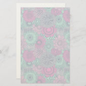 華やスタイリッシュかな花の明るい模様 便箋 (正面/裏面)