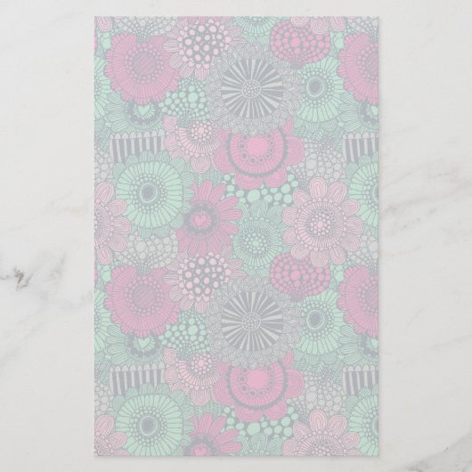 華やスタイリッシュかな花の明るい模様 便箋 (正面)