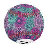 華やスタイリッシュかな花の明るい模様 野球ボール (裏面)