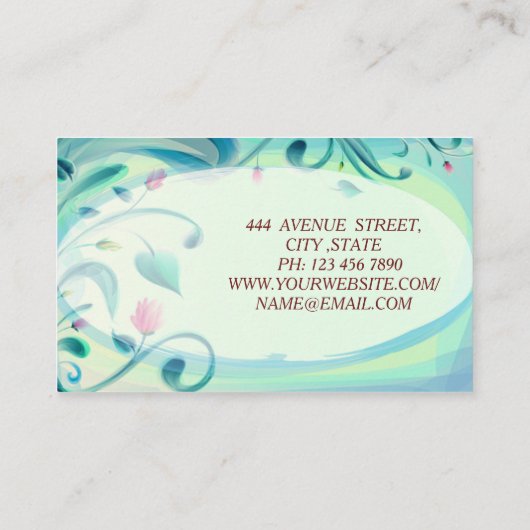 華や素晴らしかな美しい緑と花 名刺 (裏面)