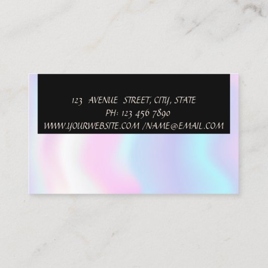 華エレガントやかなシックモダンホログラフィー 名刺 (裏面)