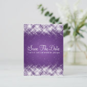 華エレガントやかな火花の紫色の日付を保存 案内ポストカード (スタンド正面)