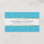 華エレガントやかな金ゴールドフォイルグリッターブルー 名刺 (裏面)