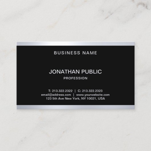 華エレガントやかな黒と銀カッコいい色 名刺 (正面)