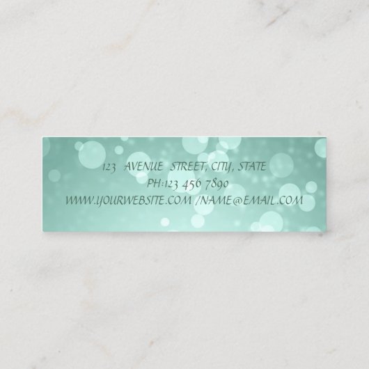 華エレガントスタイリッシュやかなプロフィーショナル緑《写真》ぼけ味 スキニー名刺 (裏面)